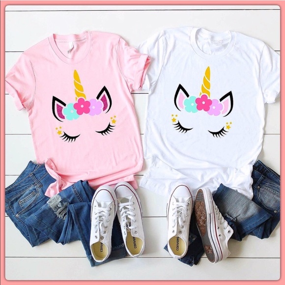 Kid’s (Pink Shirt) Glitter Unicorn Pink Tee Shirt - Picture 5 of 5